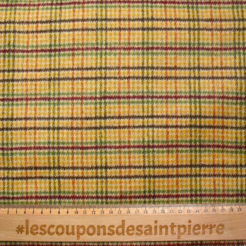 Polyester cardé Elodie moutarde et vert - Image 3