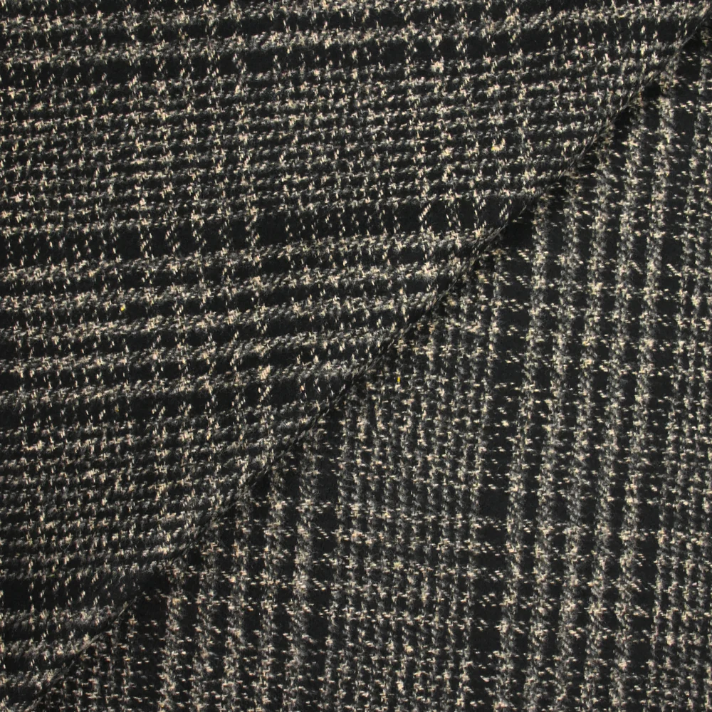Polyester cardé Fyona beige et noir