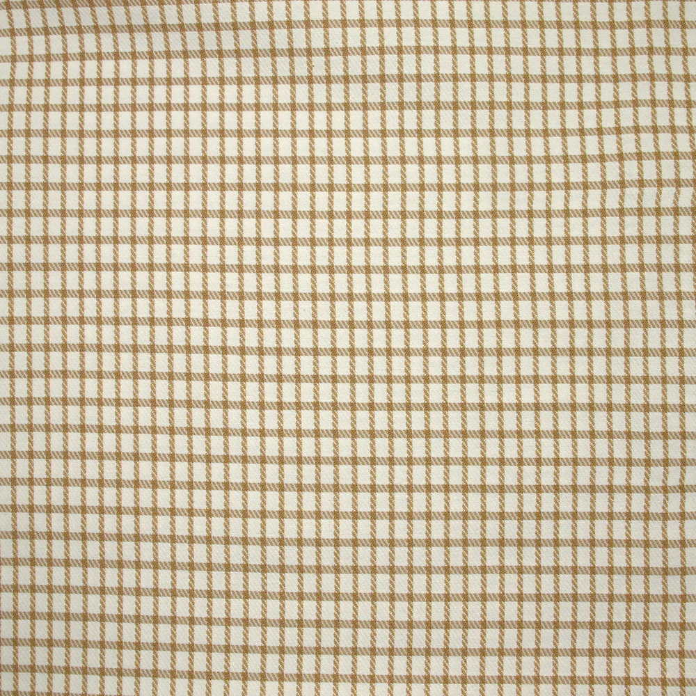 Polyester élasthanne à carreaux camel fond blanc cassé - Image 4