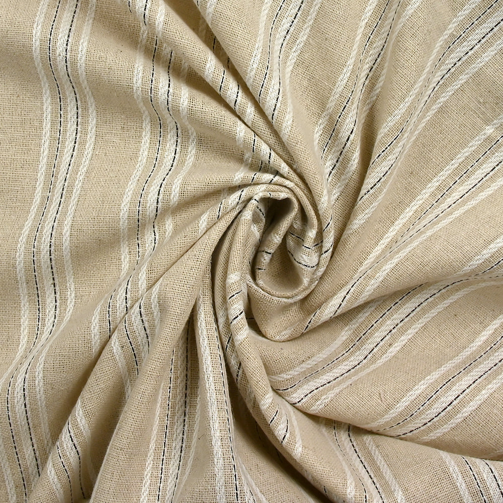 Polyester et lin à rayures lurex argent Margot fond naturel - Image 2