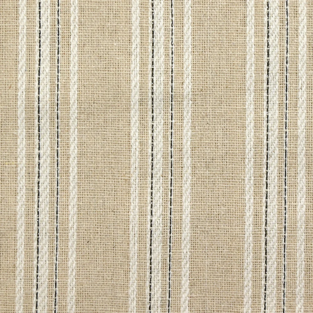 Polyester et lin à rayures lurex argent Margot fond naturel - Image 5