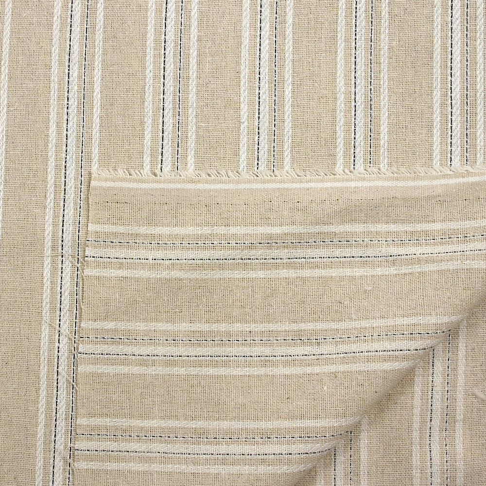Polyester et lin à rayures lurex argent Margot fond naturel - Image 6