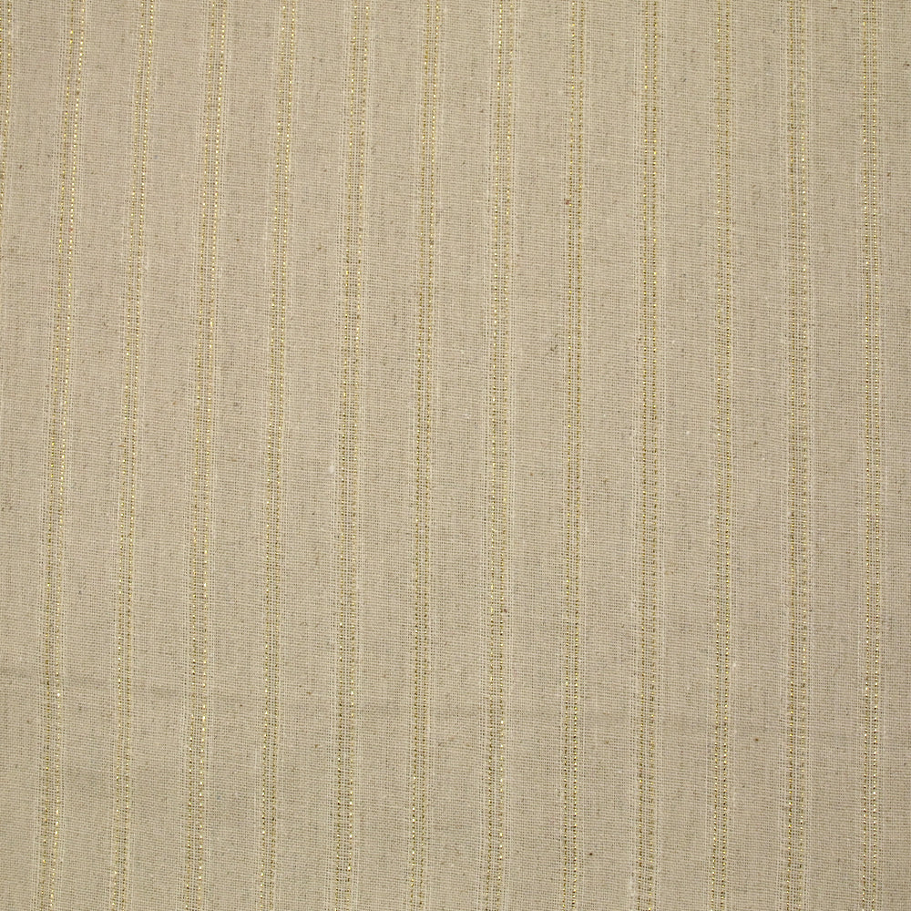 Polyester et lin à rayures lurex doré Carla fond naturel - Image 4