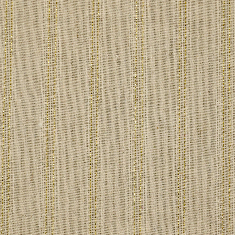 Polyester et lin à rayures lurex doré Carla fond naturel - Image 5
