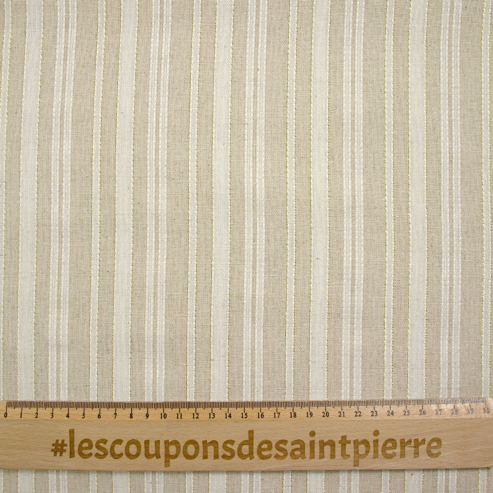 Polyester et lin à rayures lurex doré Mia fond naturel - Image 3
