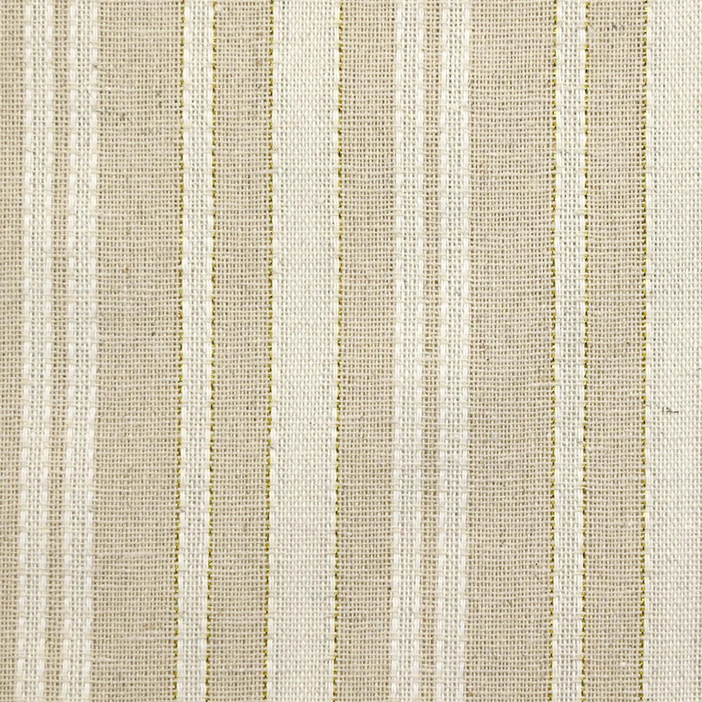 Polyester et lin à rayures lurex doré Mia fond naturel - Image 5