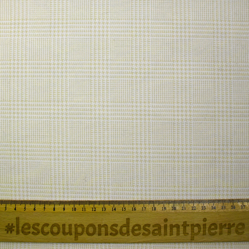 Polyester imprimé envers satin prince-de-galles beige et blanc - Image 3