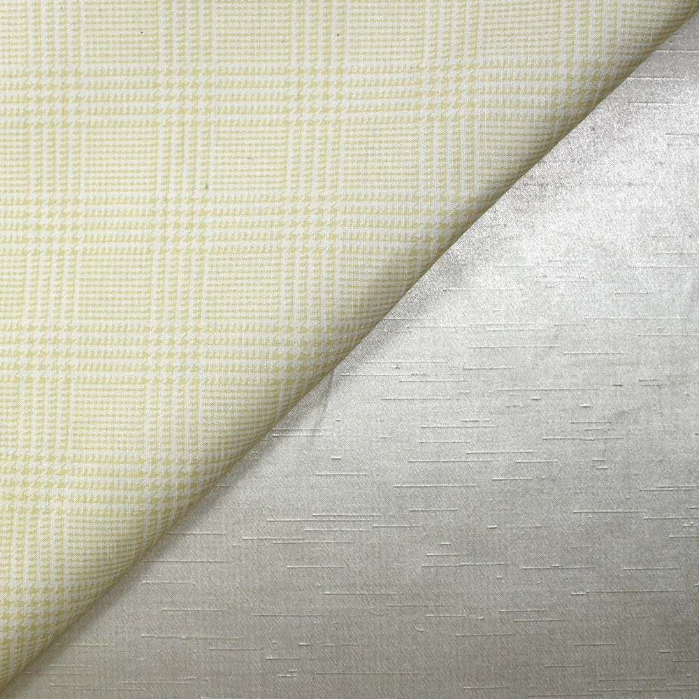 Polyester imprimé envers satin prince-de-galles beige et blanc - Image 5