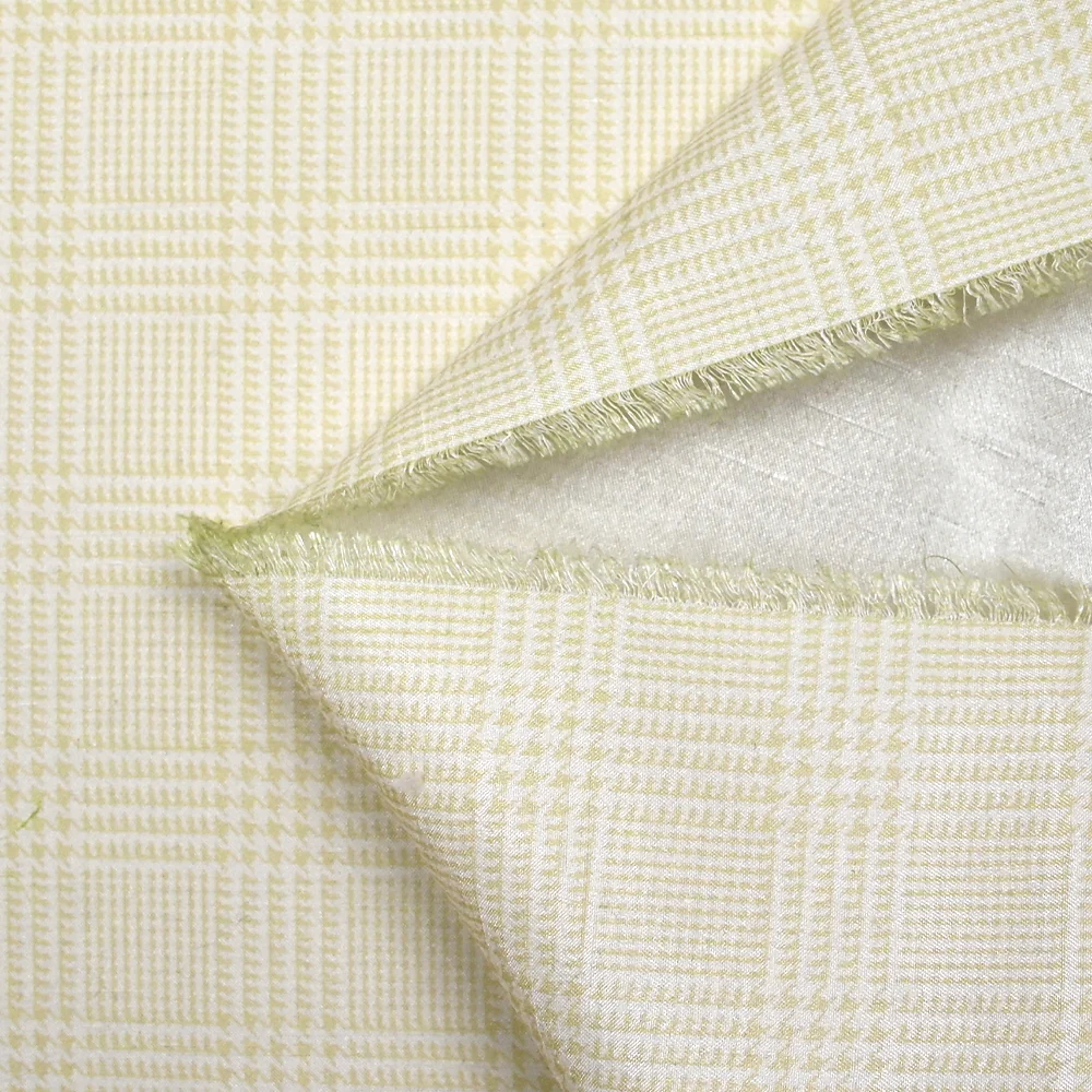 Polyester imprimé envers satin prince-de-galles beige et blanc - Image 6
