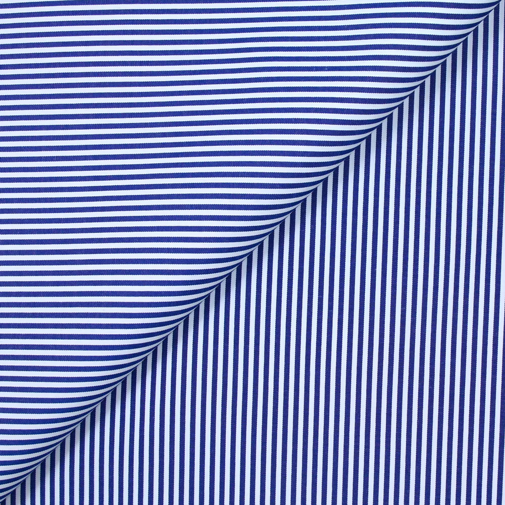Polyester rayé 2mm marine fond blanc