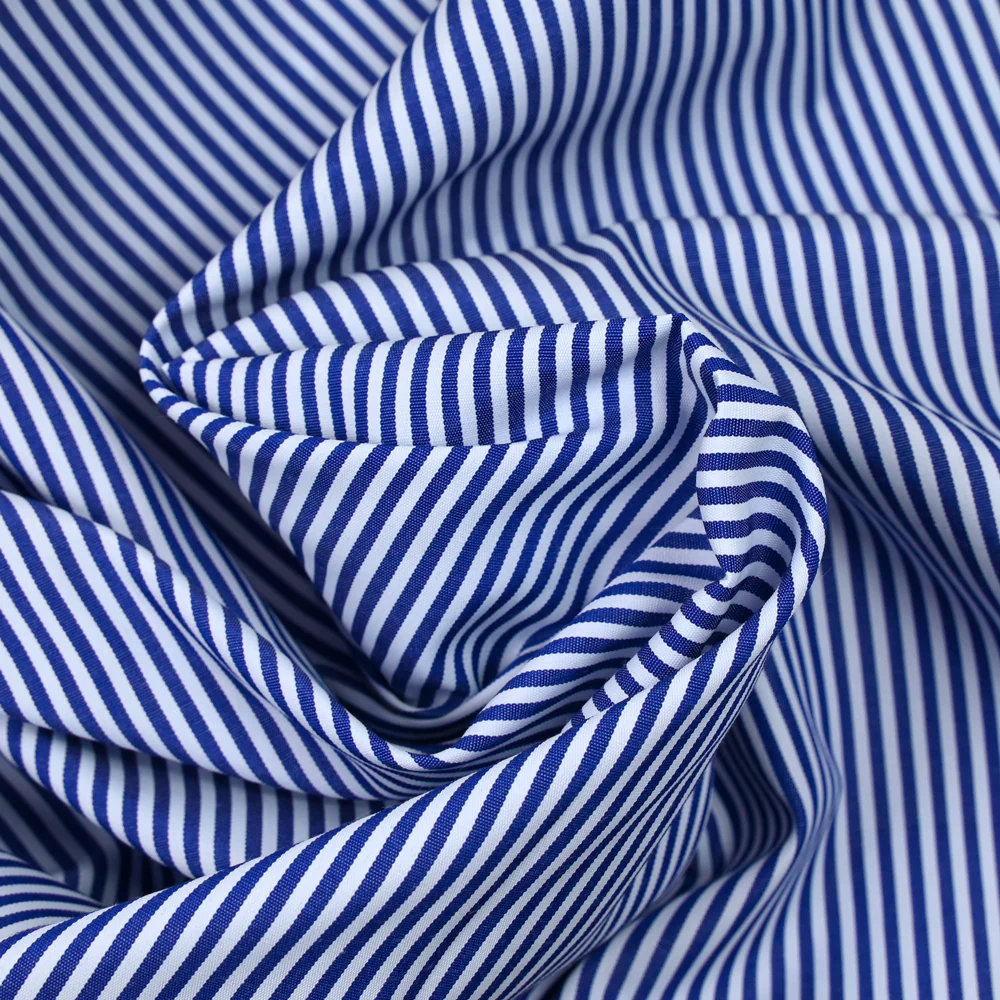 Polyester rayé 2mm marine fond blanc - Image 2