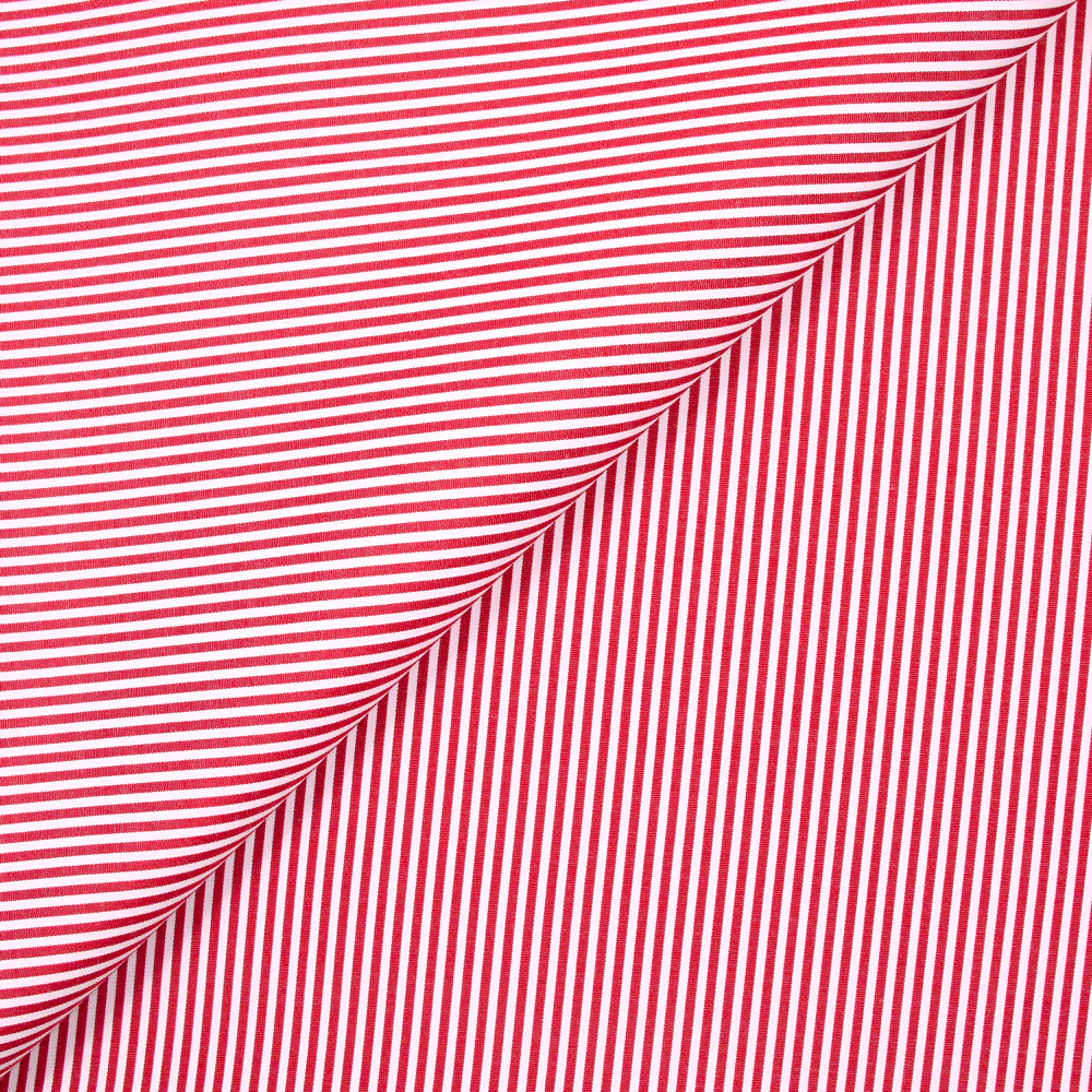 Polyester rayé 2mm rouge fond blanc