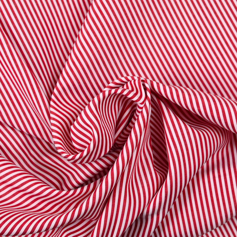 Polyester rayé 2mm rouge fond blanc - Image 2
