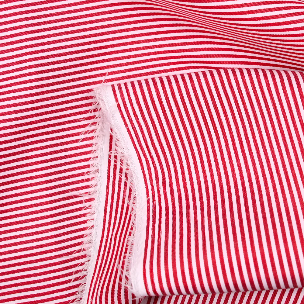 Polyester rayé 2mm rouge fond blanc - Image 4