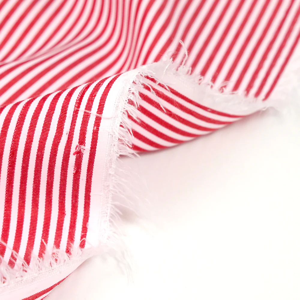 Polyester rayé 2mm rouge fond blanc - Image 5