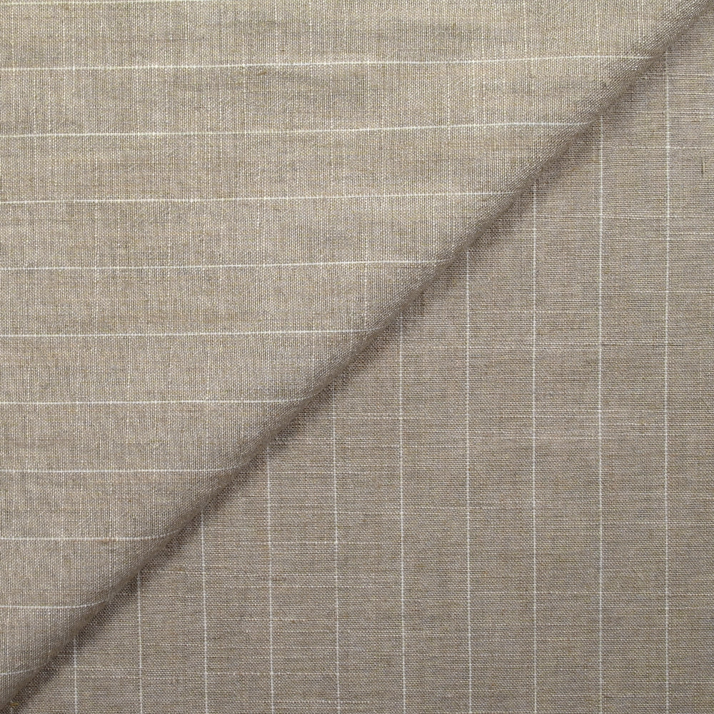 Polyviscose et lin rayé Maud fond beige - Image 4