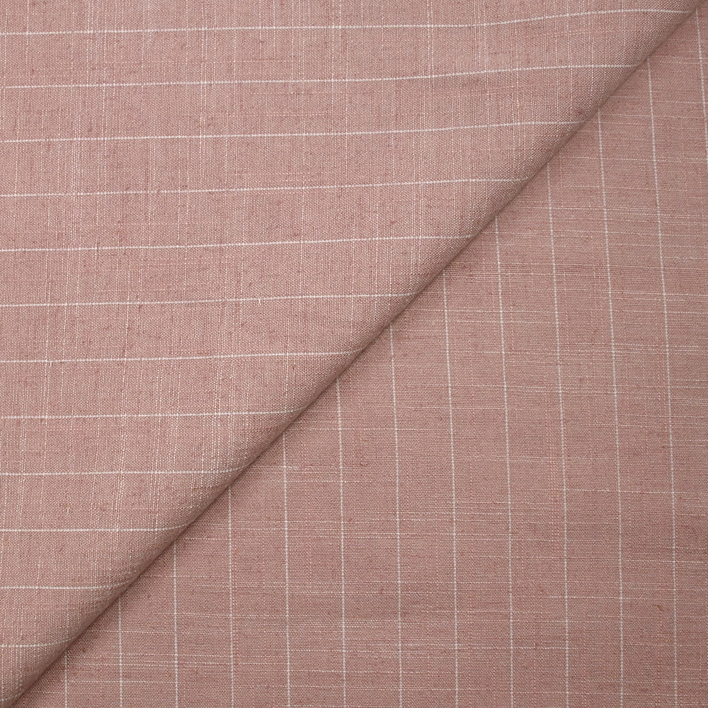 Polyviscose et lin rayé Maud fond rose poudré