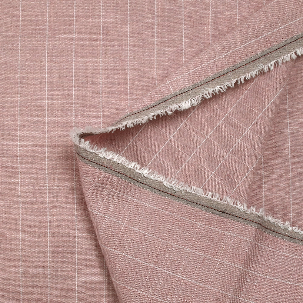 Polyviscose et lin rayé Maud fond rose poudré - Image 6