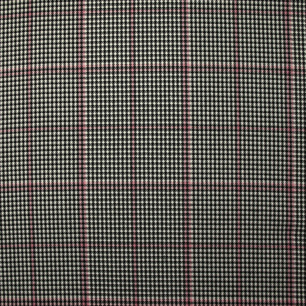 Polyviscose prince-de-galles ligne rose fond noir et blanc - Image 4