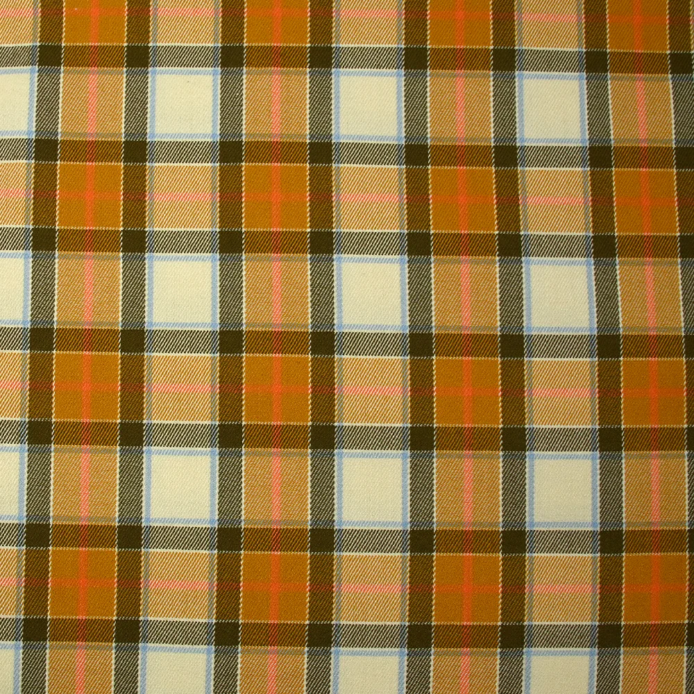 Polyviscose tissée-teinte à carreaux Franck moutarde fond écru - Image 4