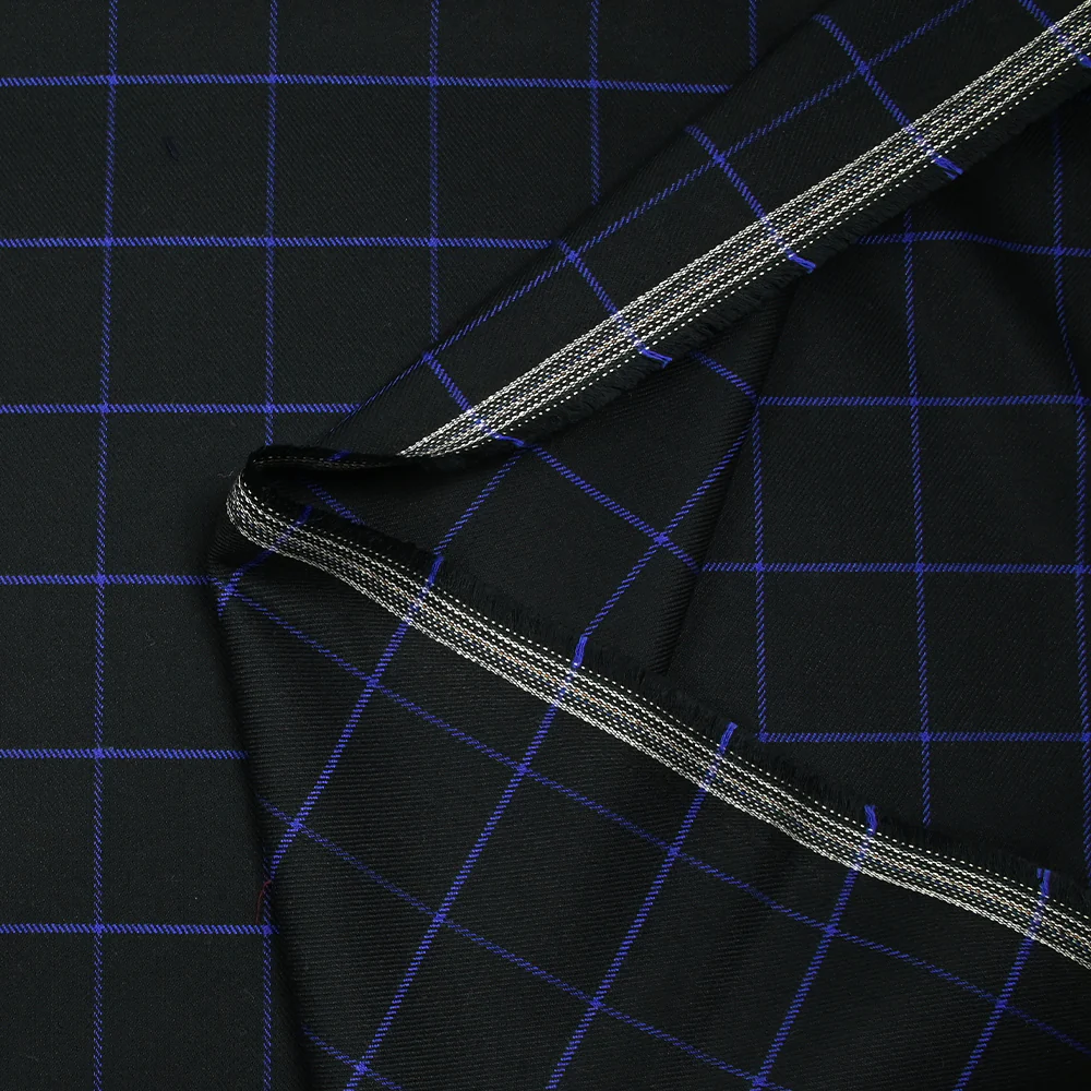 Polyviscose tissée-teinte à carreaux lavande fond noir - Image 6