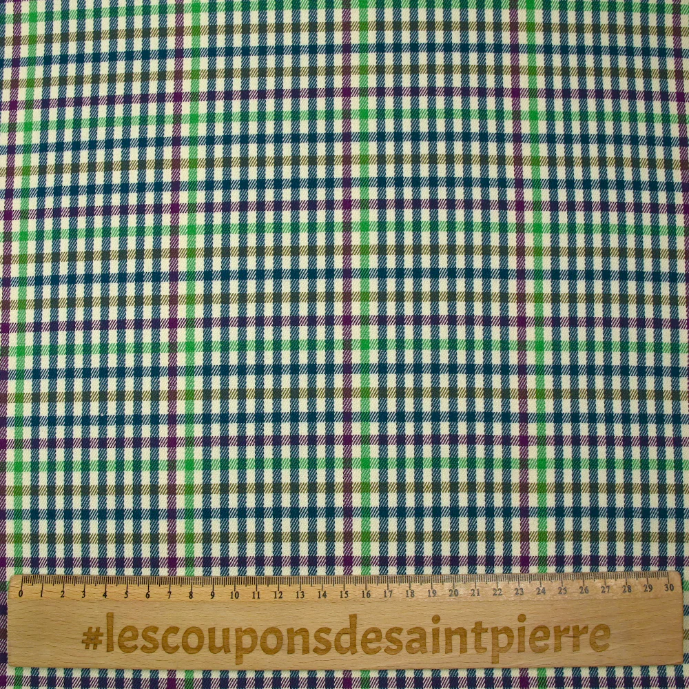 Polyviscose tissée-teinte à carreaux Nelson aubergine, canard et vert - Image 3