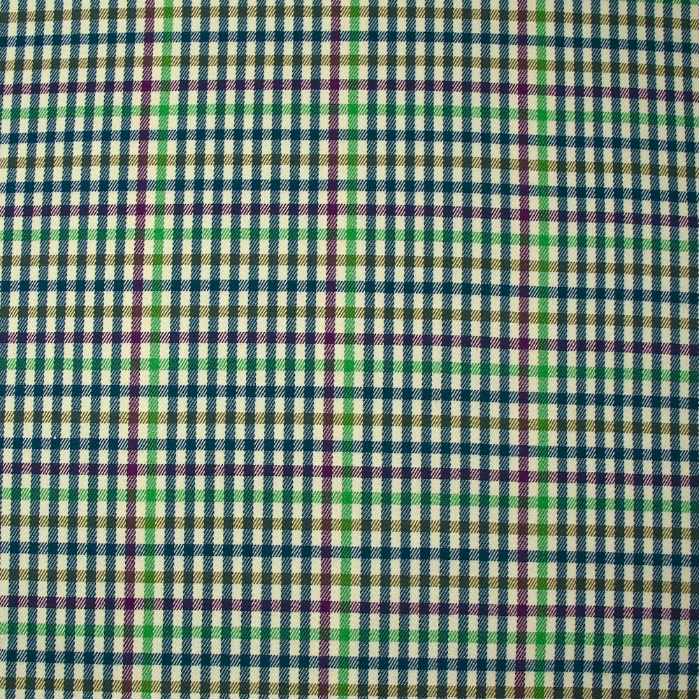 Polyviscose tissée-teinte à carreaux Nelson aubergine, canard et vert - Image 4