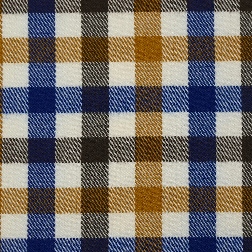 Polyviscose tissée-teinte à carreaux Victor bleu roi, camel et marron - Image 5