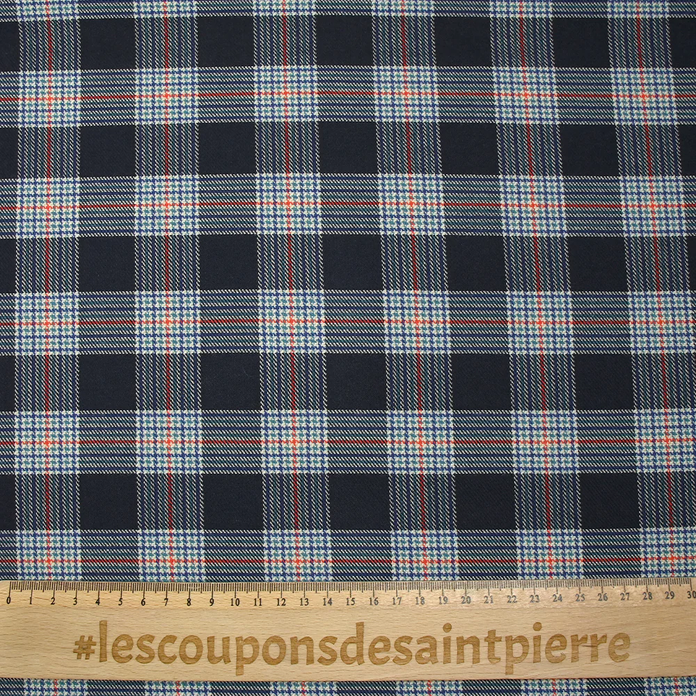 Polyviscose tissée-teinte écossais Eliott fond marine - Image 3