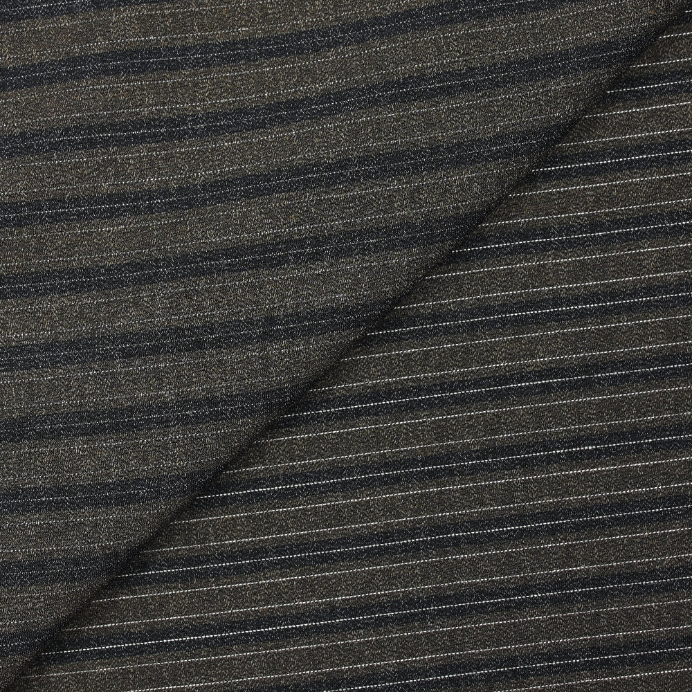 Polyviscose tissée-teinte fluide rayée marron et marine - Image 5
