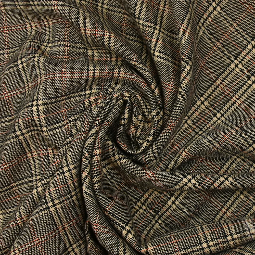 Polyviscose tissée-teinte prince-de-galles Lurex fond écru - Image 2