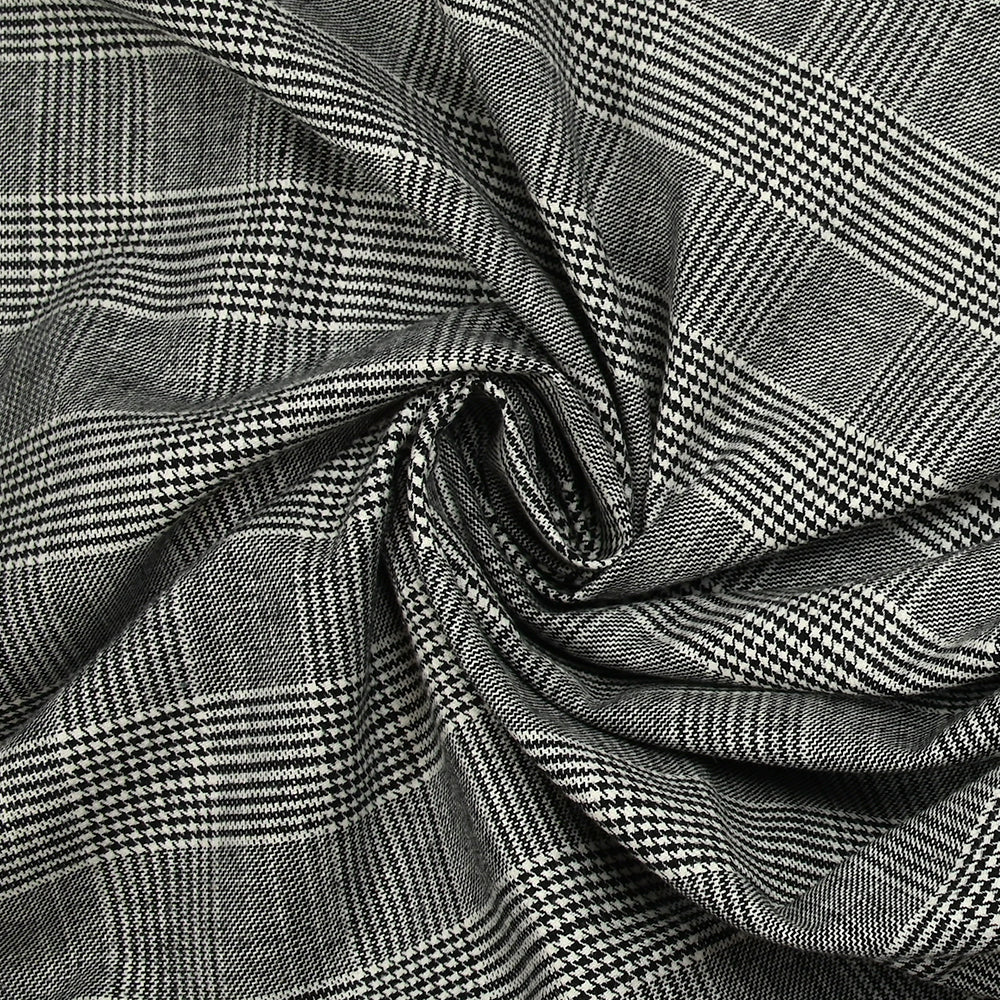 Polyviscose tissée-teinte prince-de-galles noir et blanc - Image 2
