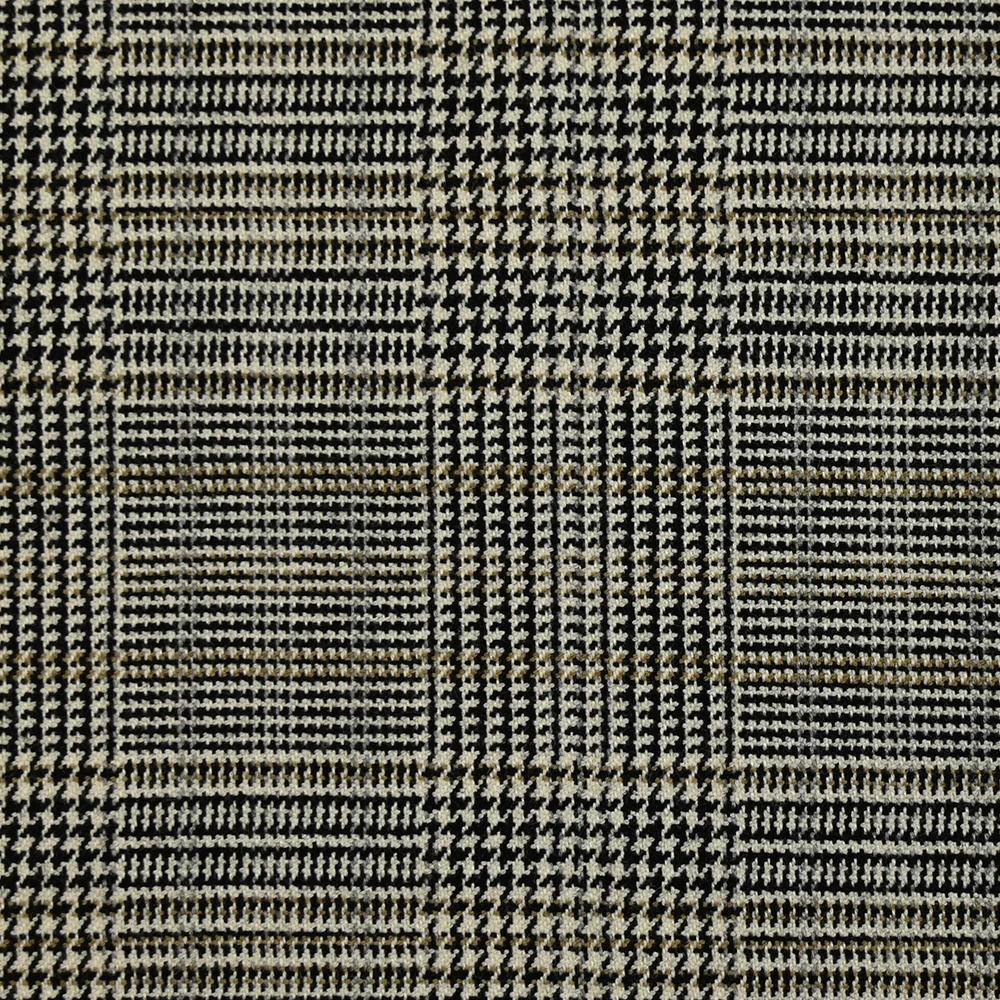 Polyviscose tissée-teinte prince-de-galles noir et blanc ligne beige - Image 5