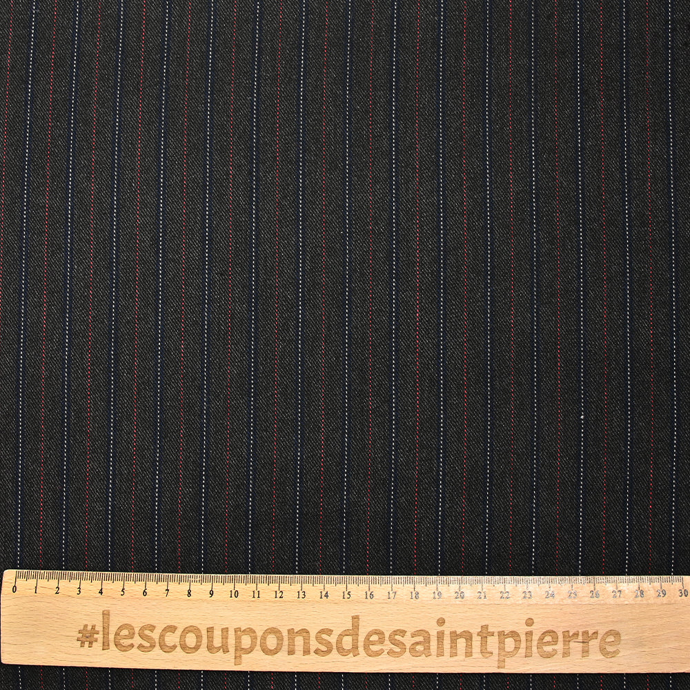 Polyviscose tissée-teinte rayée Mateo fond anthracite - Image 3