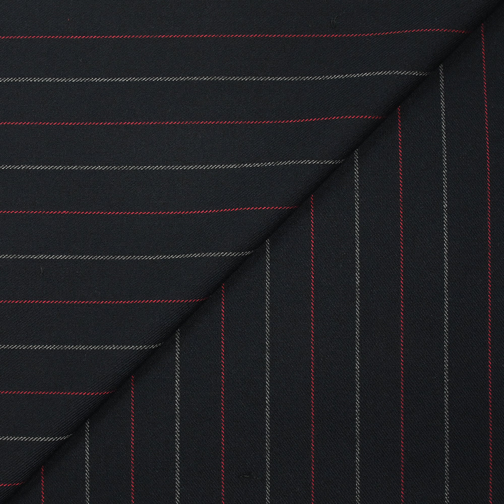 Polyviscose tissée-teinte rayée rouge et gris fond noir