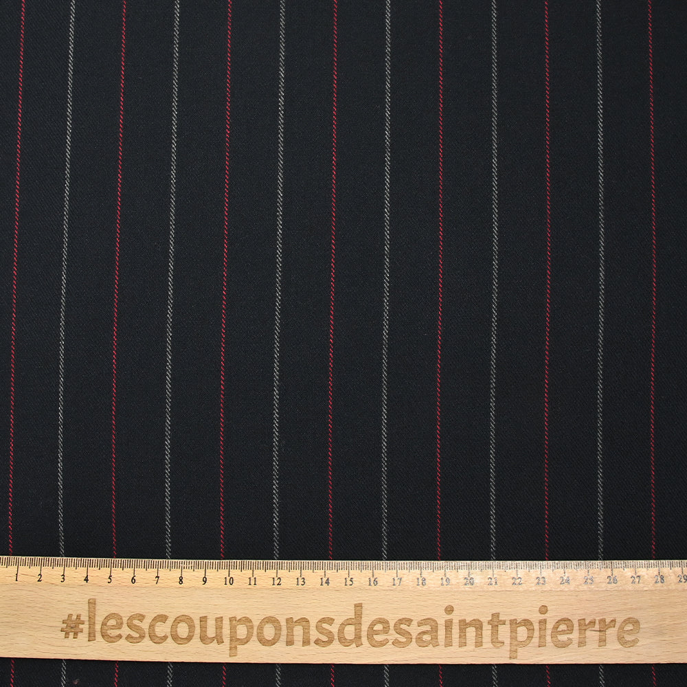 Polyviscose tissée-teinte rayée rouge et gris fond noir - Image 3
