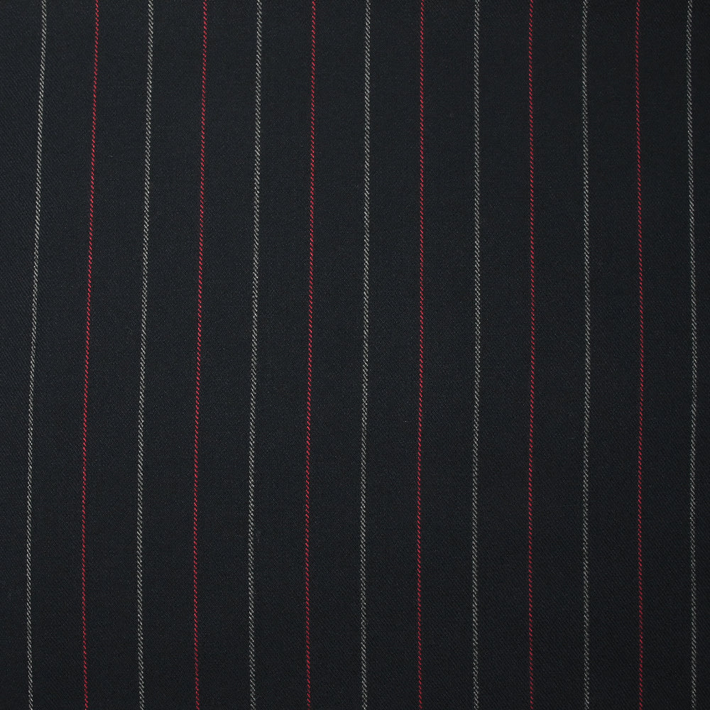 Polyviscose tissée-teinte rayée rouge et gris fond noir - Image 4