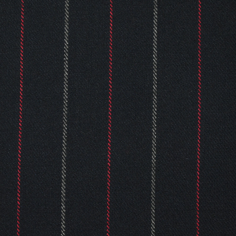 Polyviscose tissée-teinte rayée rouge et gris fond noir - Image 5