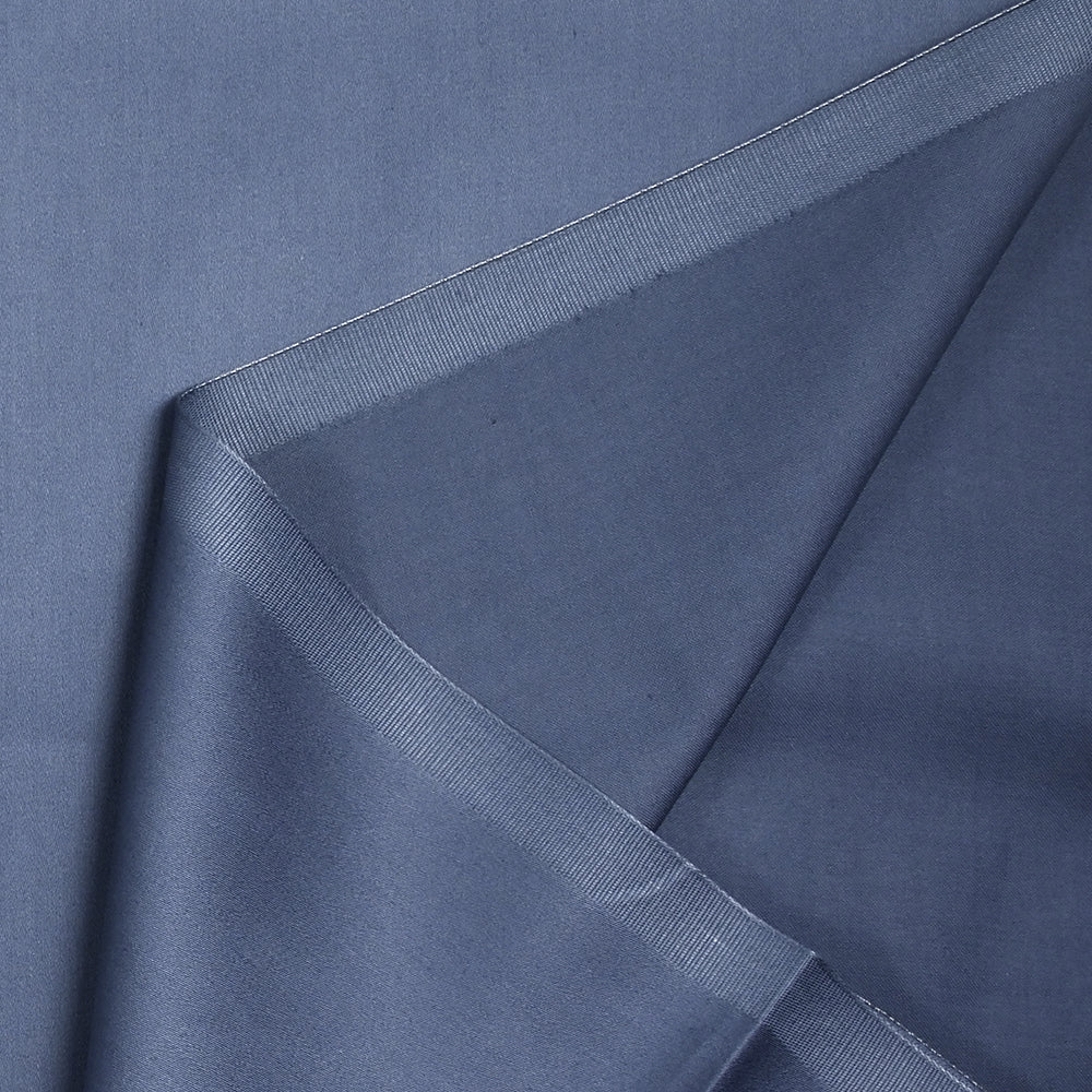 Popeline de coton satinée bleu jeans - Image 4