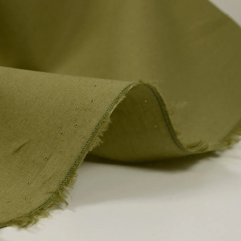 Popeline de coton vert olive - Image 4