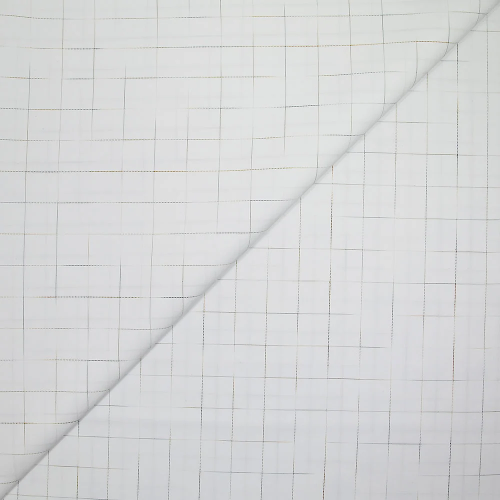 Popeline polycoton à damiers blanc