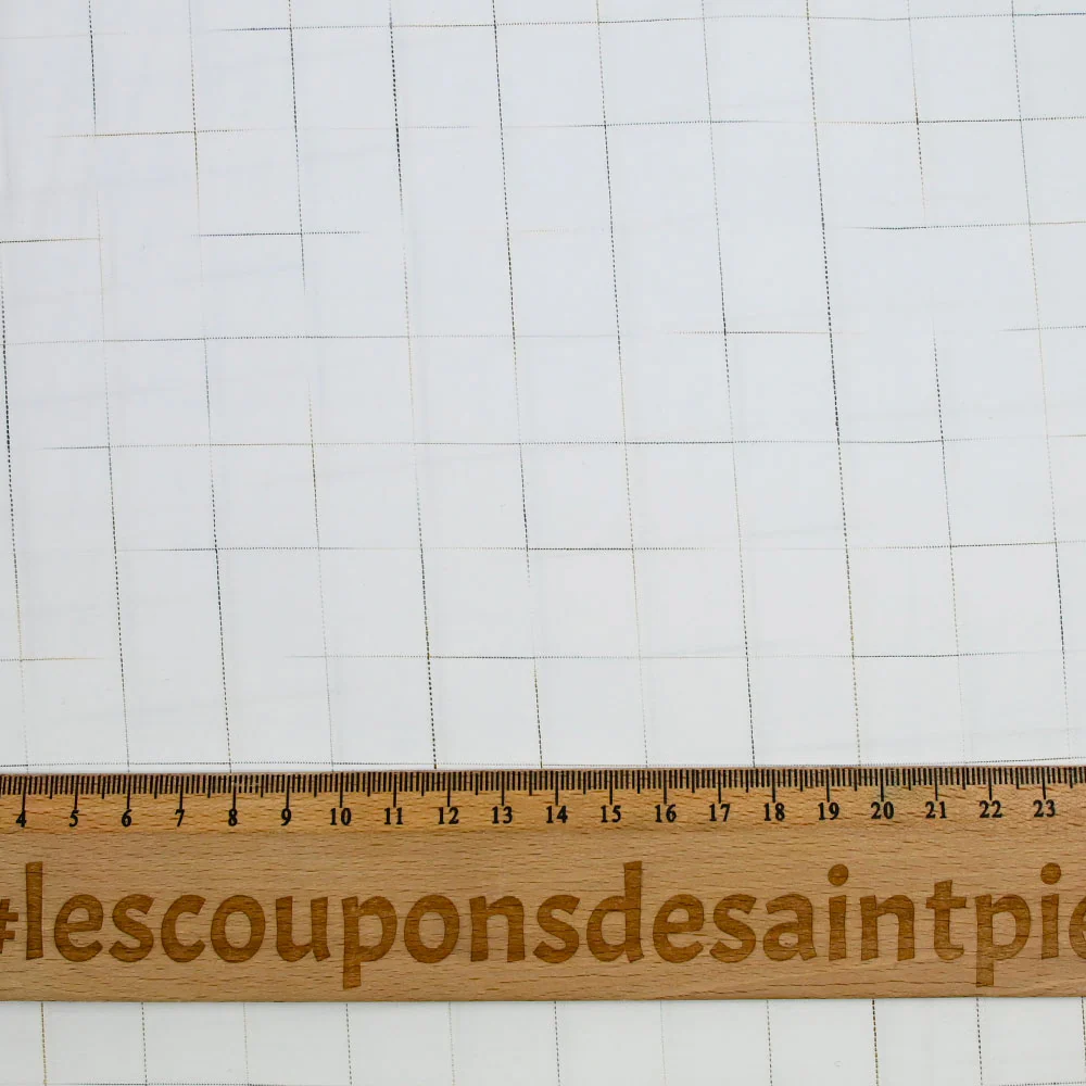 Popeline polycoton à damiers blanc - Image 3