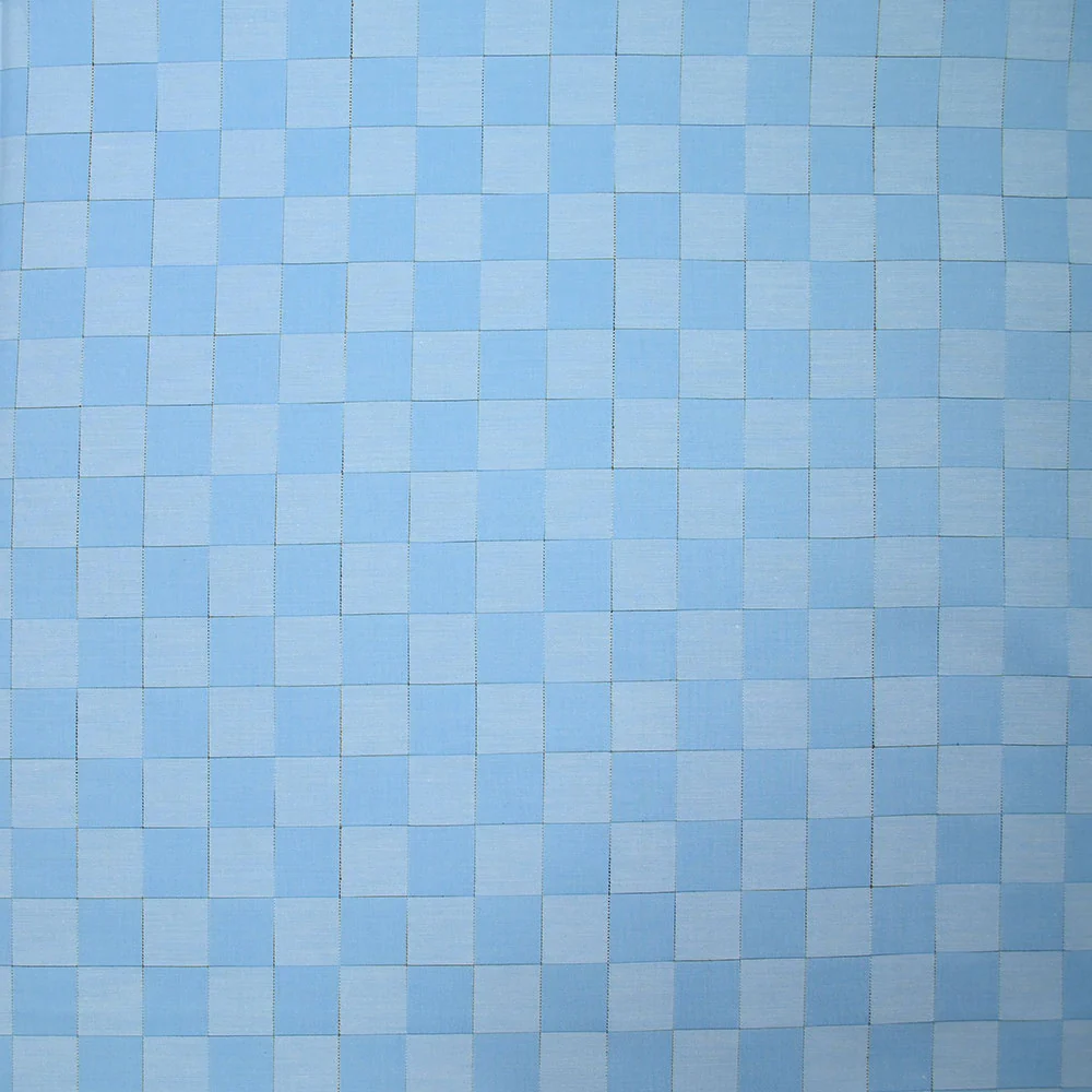 Popeline polycoton à damiers bleu - Image 4