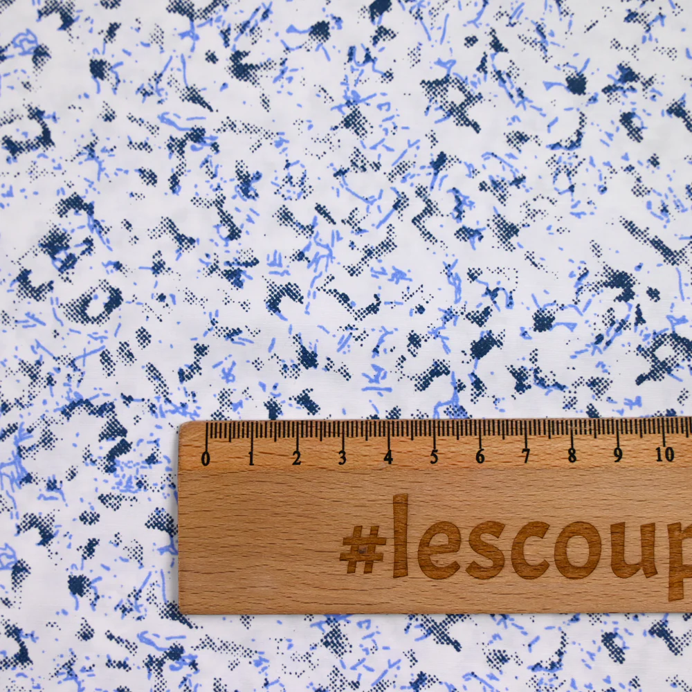 Popeline polycoton imprimée army bleu - Image 4