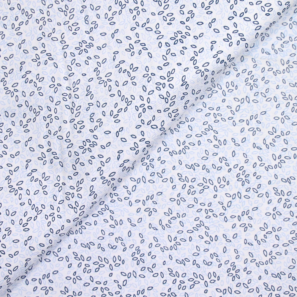Popeline polycoton imprimée bosquet marine et ciel fond blanc - Image 4