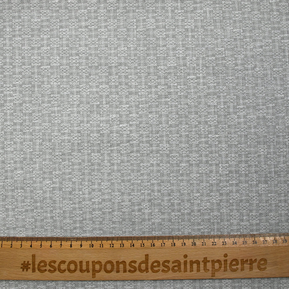 Popeline polycoton imprimée carreaux en pointillisme fond gris chiné - Image 3