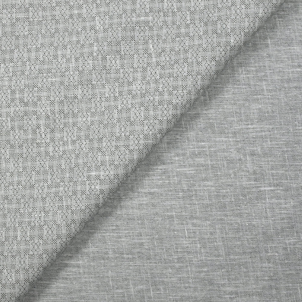 Popeline polycoton imprimée carreaux en pointillisme fond gris chiné - Image 5