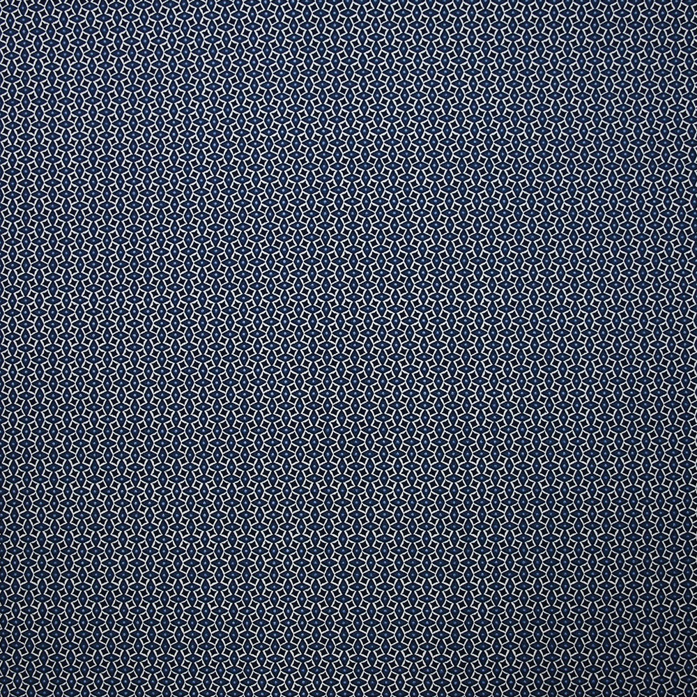 Popeline polycoton imprimée géométrique bleu fond blanc - Image 5