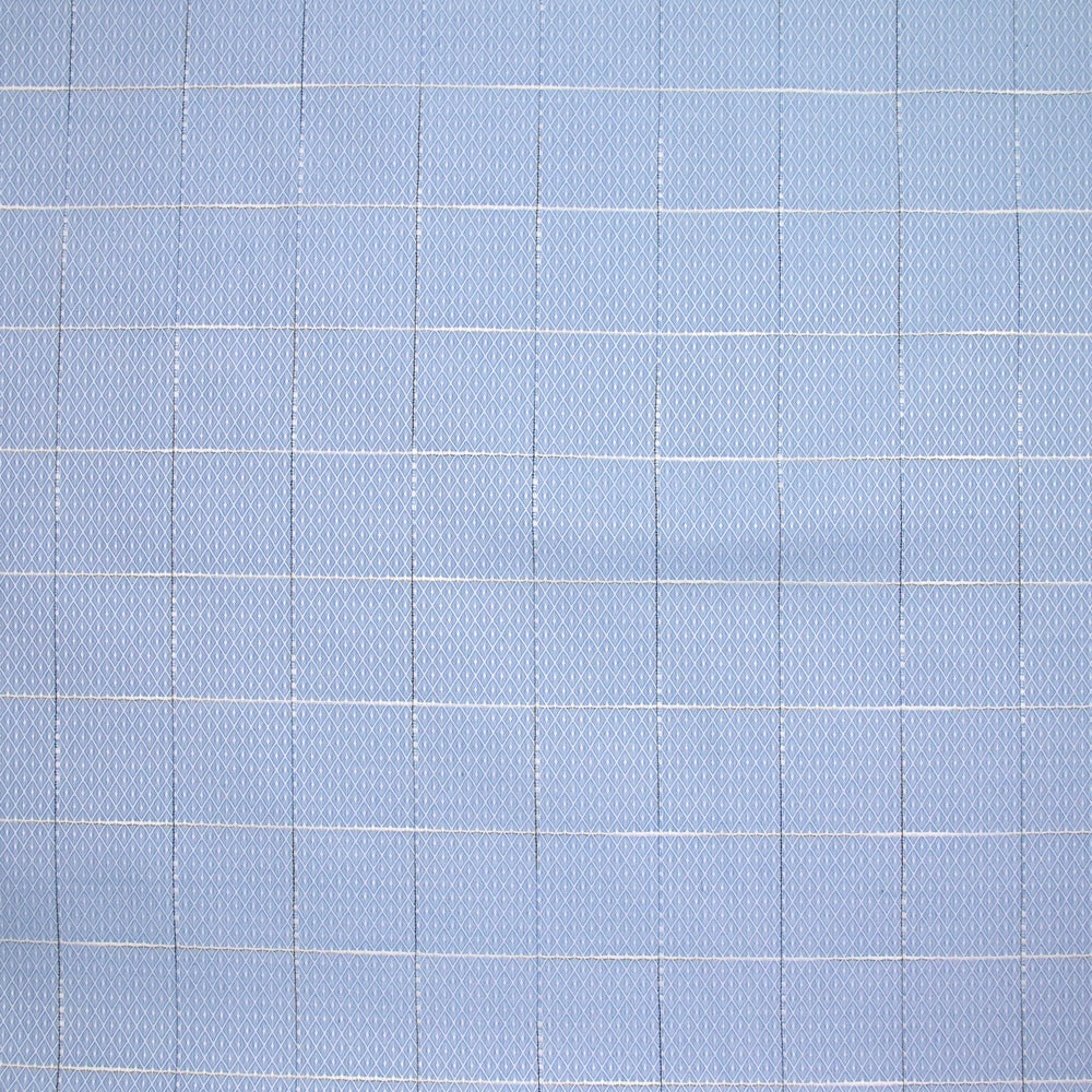 Popeline polycoton jacquard Ă carreaux ciel