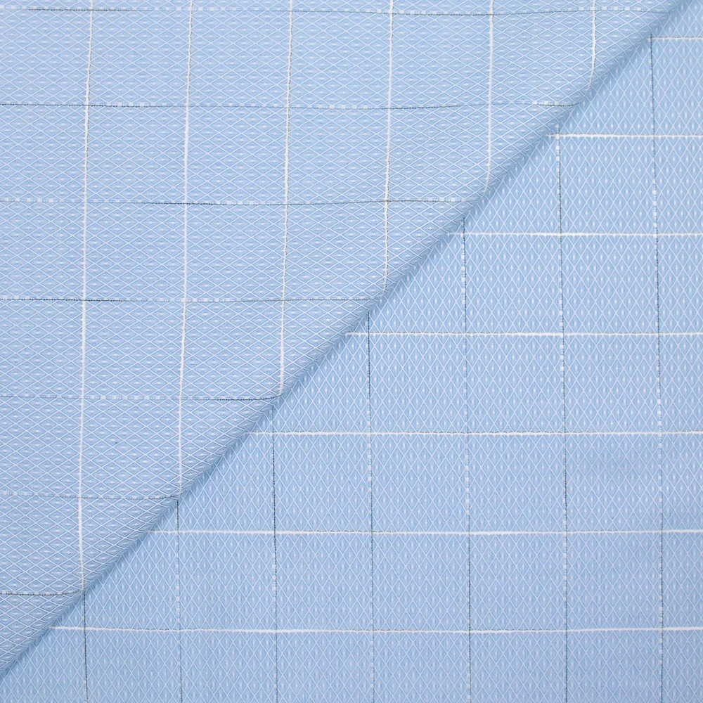 Popeline polycoton jacquard Ă carreaux ciel - Image 3